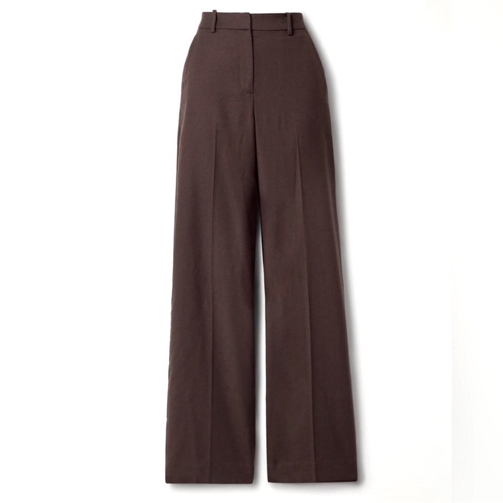 Simkhai Tavar Wide-Leg Wool Pants in Espresso
